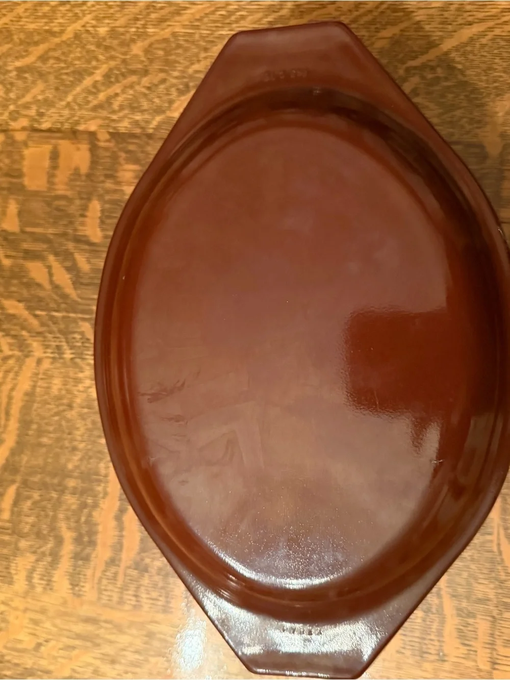 Vintage Brown Covered Casserole Dish with Fruit Motif - Brown